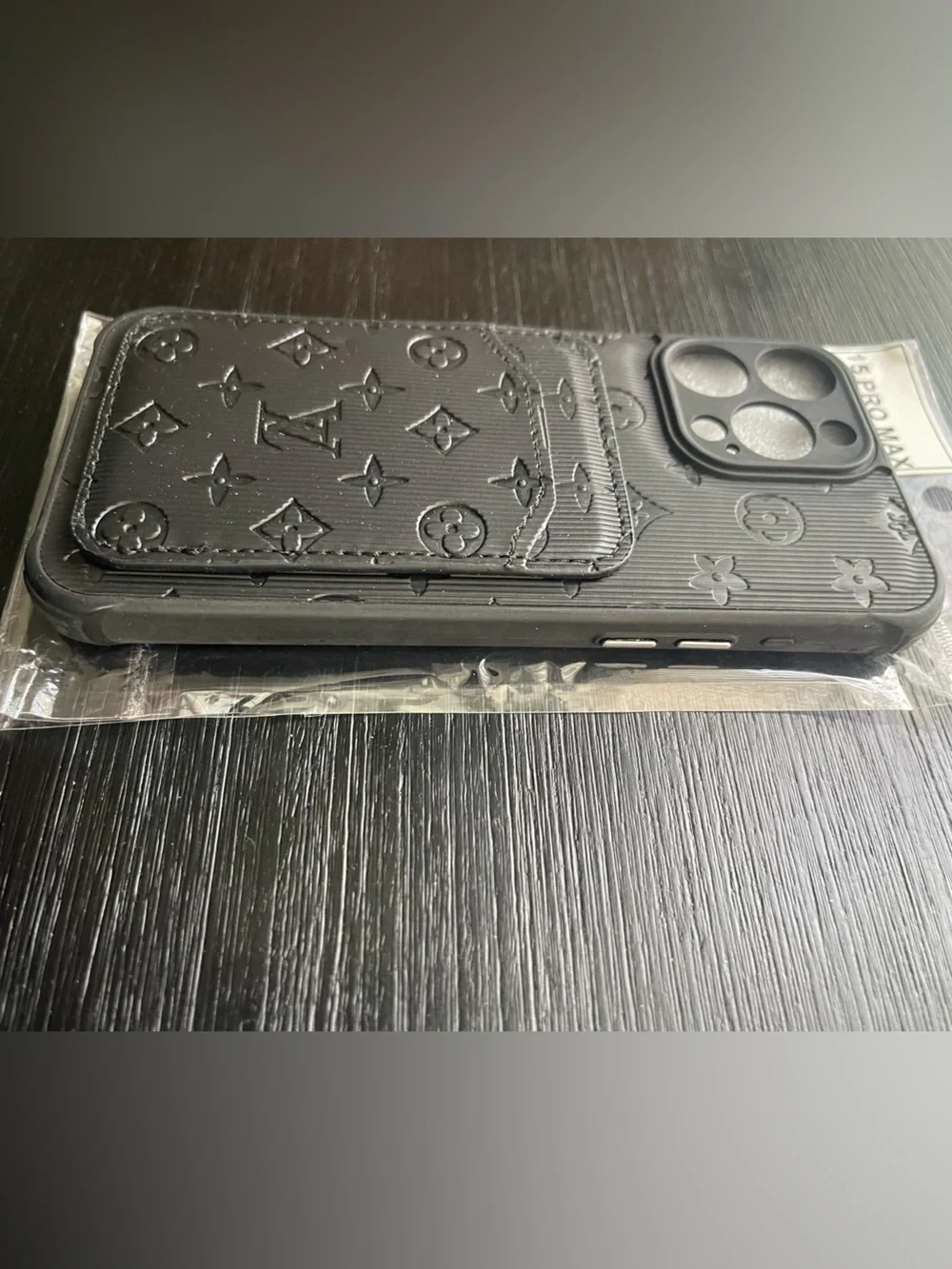 iPhone 15 Pro Max ALL BLACK phone Case. 2 card holder!